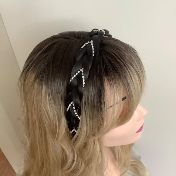 NEW Pretty Diamond Braid headband Dark Brown - Picture 4 of 4